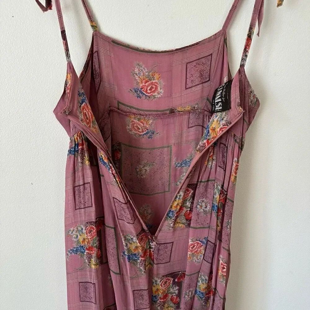 Nicole Miller for P.J Walsh New York Vintage Mauve Multi Color Floral Silk Midi - Picture 7 of 11